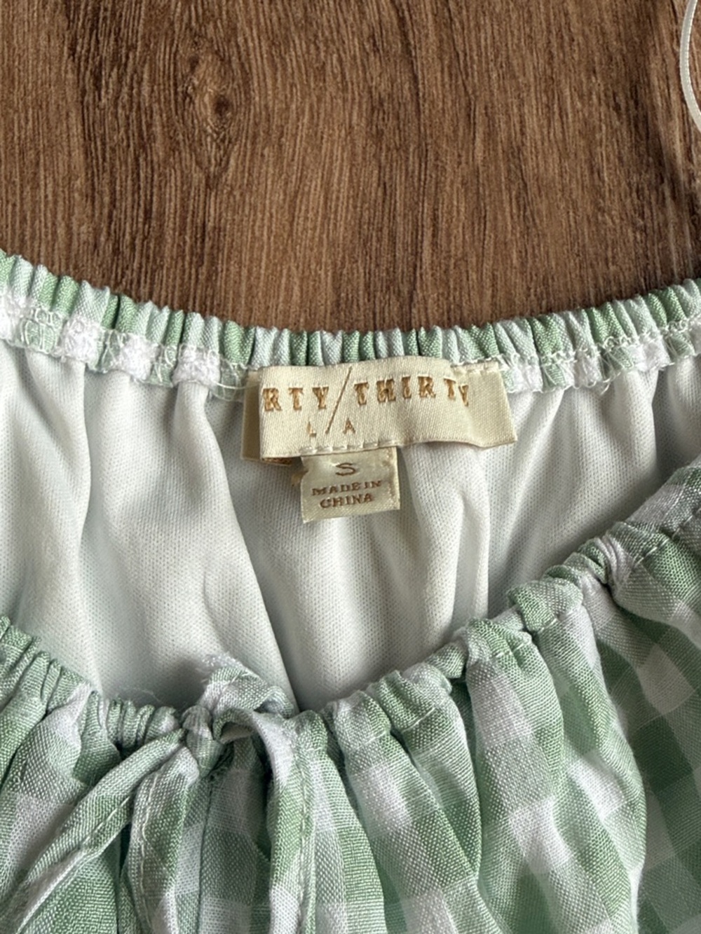 Green Gingham Flounce Hem Dress - Picture 3 of 5